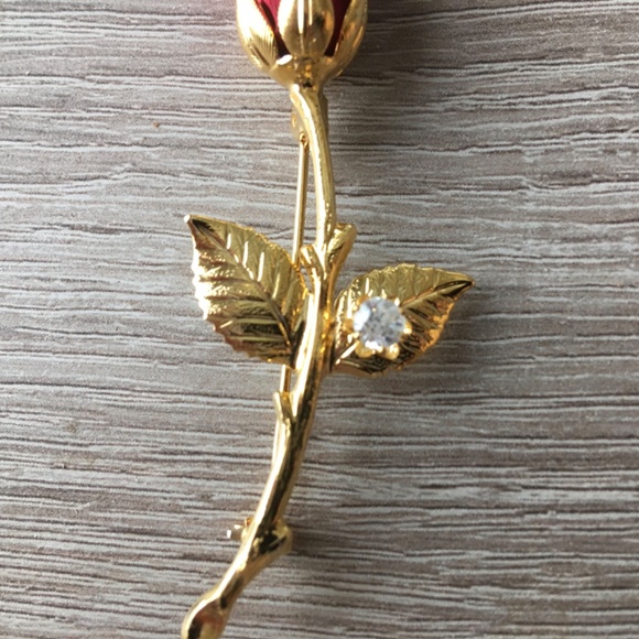 Vintage Rose brooch  cubic zirconia - Picture 4 of 6